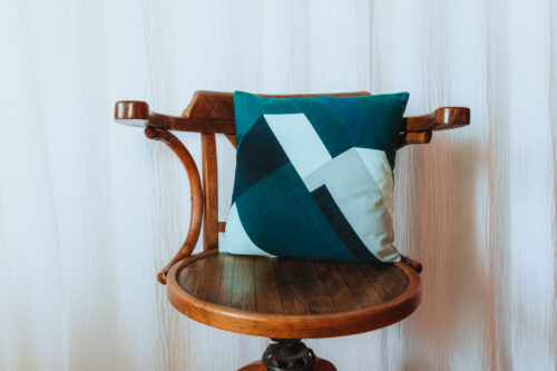 Coussin Montagne Carré Bleu Canard Bleu