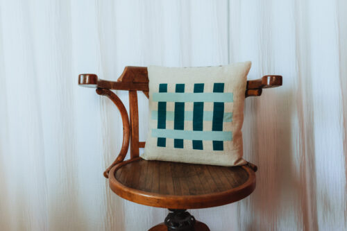 Coussin Quadrillé Carré Bleu