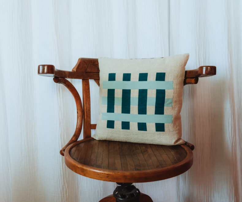 Coussin Quadrillé Carré Bleu